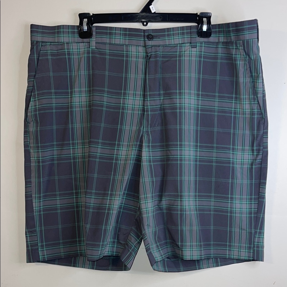 Hogan Gray and Green Flat Front Shorts Size 40 Waist EUC #117